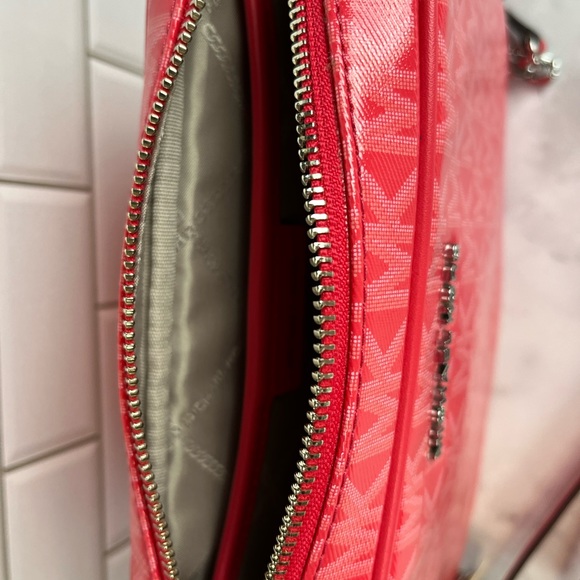 Michael Kors Jet Set Geranium Crossbody  Leather PVC Signature MK  Bag - Picture 5 of 11